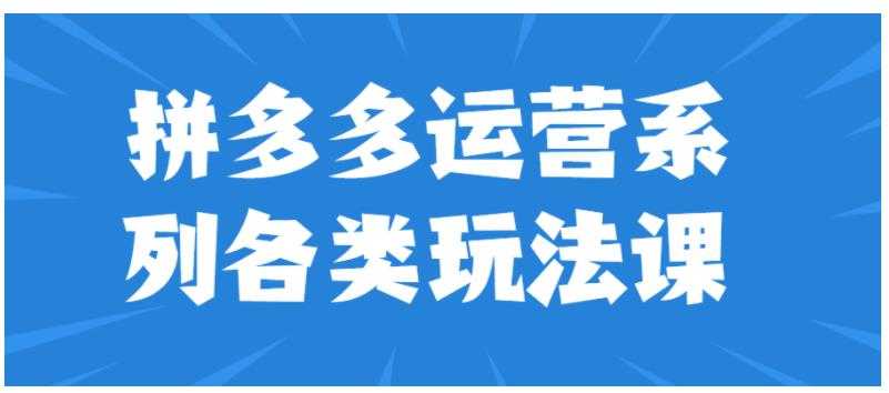 拼多多运营系列各类玩法课