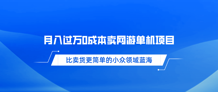 月入过万0成本卖网游单机项目 比卖货更简单的小众领域蓝海