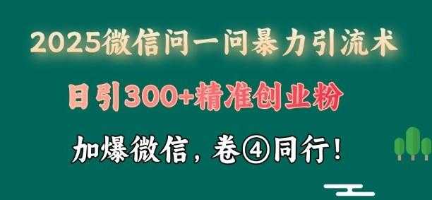 2025最新微信问一问暴力引流术揭秘，日引300+创业粉，单日变现四位数 